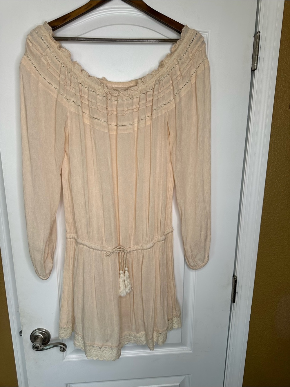 Lagaci Boho Cream Lace Trimmed Dress/Cover up